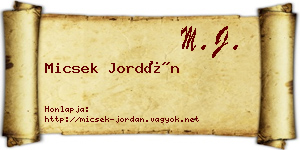 Micsek Jordán névjegykártya